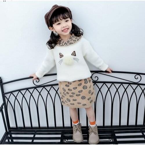 New 2PCS Toddler Kids Girl Clothes Set autumn winter long Sleeve sweater+skirt Outfit Child Suit