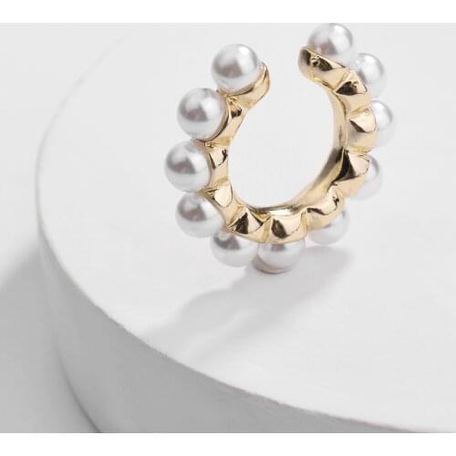 New Hot Sale Pearl Clip Earrings Ear Clip without Piercing Small Stone Beaded ear cuff jewelry Free Dropshipping