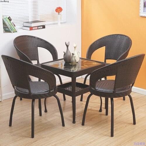 Dining Chair Balcony Outdoor Wicker Chair Combination Contracted Recreation Courtyard Backrest Dining Chairs Household Furniture