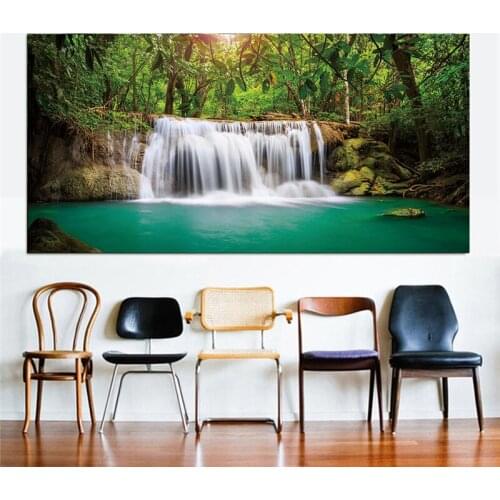 Prints Canvas Posters Home Decor Landscape Natural Waterfall Paintings Wall Art Scenery Picture Waterfall Modular Living Room