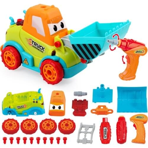 DIY Educational Assembly Truck Music Flash Engineering Vehicle Electric Car Dump Truck with Tool Boys Children Tractor Toys