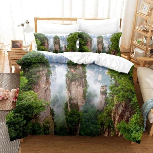 Tree Bedding Set Single Twin Full Queen King Size Mountain Scenery Bed Set Childrens Kid Bedroom Duvetcover Sets 003