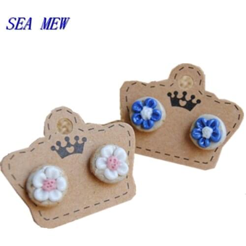 SEA MEW Fashion Lovely Flowers Stud Earrings Healthy Ceramic Earrings For Women Girl , About 8mm
