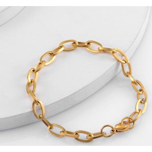 Charm Stainless Steel for Women Girls Gold Color Herringbone Link Bracelet Bohemian Jewelry