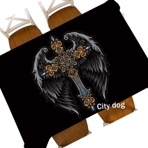 Modern style tablecloth Cartoons Skull Cross symbol of christianity Dlinen waterproof Decorative table cloth Rectangle square