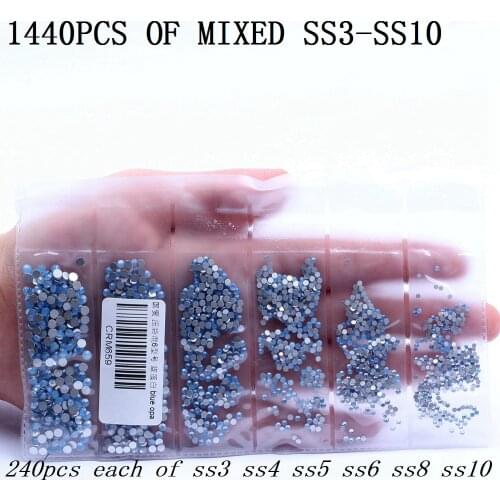 Blue Opal Many Size Non Hotfix Crystal Rhinestones For Nails Art Glue On Glass Stones Wedding Dresses DIY Nail Art Decoration