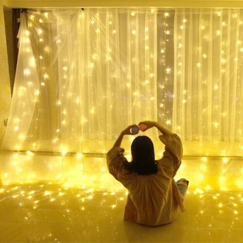 Powered LED curtain light copper wire fairy tale lamp with remote control outdoor garland Christmas holiday for girl room