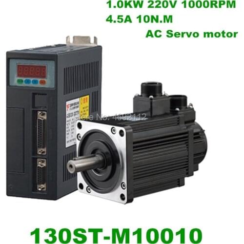 High Quality 130mm AC Servo Drive + Motor Kits 1kw 10Nm 220v 1000rpm NEMA52 130ST-M10010 for Material Conveying Machine