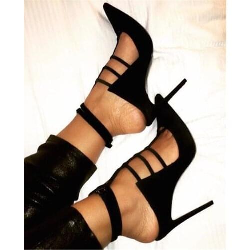 Sestito Woman Cut-outs Slingback Shoes Ladies Pointed Toe Stiletto High Heels Summer Gladiator Sandals Girls Buckle Strap Shoes