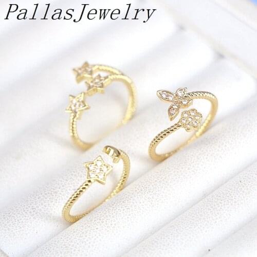 12Pcs Top Quality Clear Cubic Zircon Gold Butterfly/Star Ring CZ Fashion Rings for Women Party Wedding Jewelry