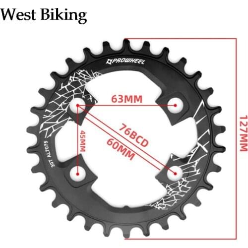 MTB 28T 30T 32T Sprocket Round Oval Single Speed Mountain Bike Chain 76 BCD Chain Ring, Ultralight Bicycle Chainwheel