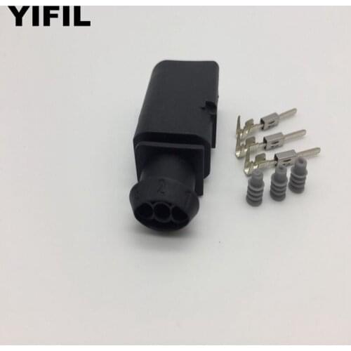 10pcs/lot 3 Pin/Way Male 1.5mm Auto Temp Sensor Deflation Valve Plug Waterproof Connector For VW Audi A4 A6 AVK 3.0 1J0 973 803