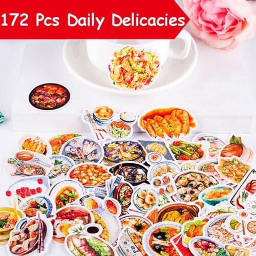172Pcs/pack Daily Delicacies Cute Diary Stickers Decoration Scrapbooking Paper Creative Stationary School Supplies