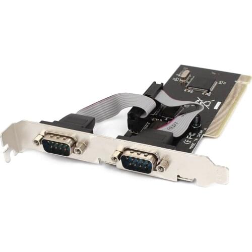 2 port PCI serial RS232 DB9 adapter card controller support - computer card black + silver