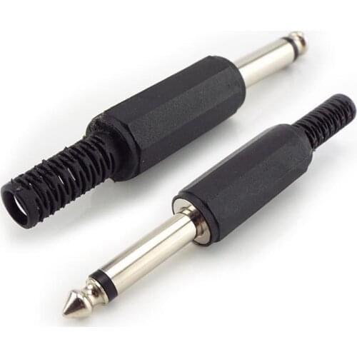2pcs 6.35mm Audio Adapter 6.5mm 2 Pole Mono Amplifier Plug 6.35 6.5 2 Pin Microphone Jack Plug-in Audio Connector Speaker