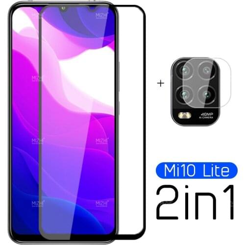 2 in 1 protective glass for xiaomi mi 10 lite camera lens screen protector on xiomi xaomi mi10 light 10lite safety glass film