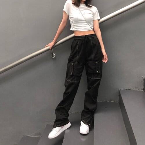 27-46 New 2021 Men Women clothing GD Hair Stylist fashion High street Multi Pocket zipper button Pants plus size singer costumes