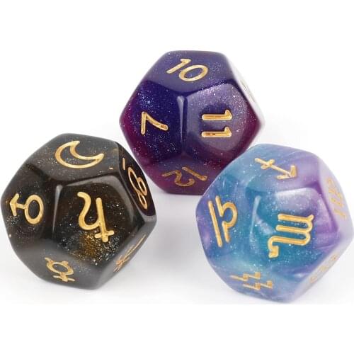 3pcs/Set Divination Constellation acrylic Polyhedral Dices Numbers Dials Desktop Table Board Game