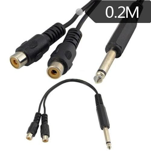 6.35 single male to RCA double lotus female one-point two-wire 6.35 big three-core to 2RCA female audio cable