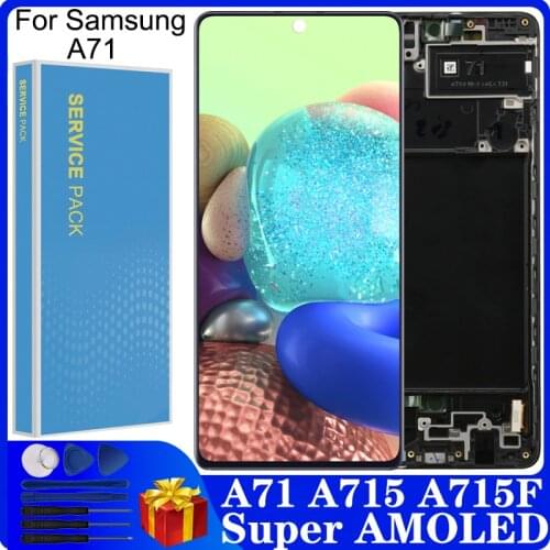 6.7" SUPER AMOLED A71 A715F LCD For Samsung Galaxy A71 A715 A715F A715FD LCD Display Touch Sensor Digitizer Assembly Replacement