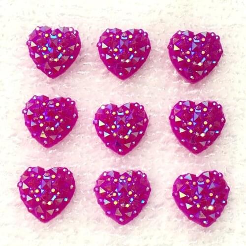 80pcs/lot 12mm AB Resin Heart Flat Back Hair bow center DIY accessories-A905