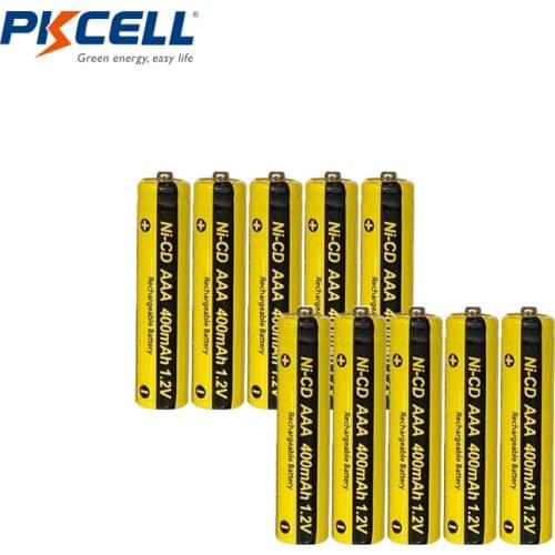 10PC PKCELL 1.2V NI-CD AAA Rechargeable Battery 400mAh Powered with Button Top Solar lights toys batteries