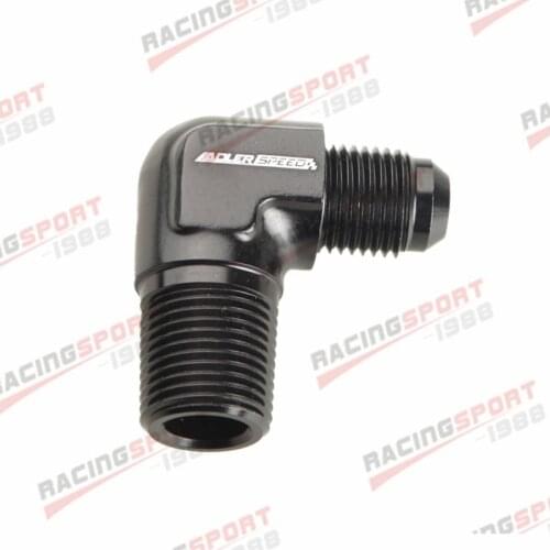 -6 AN Male To 3/8" NPT Aluminum 90 Degree Elbow Fitting Adapter Blue/Black