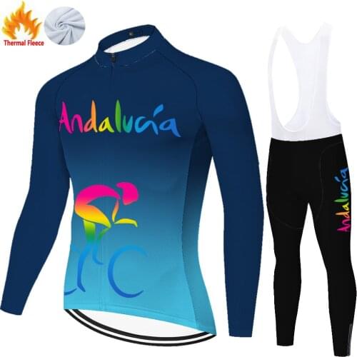 Andalucia Winter Thermal Fleece Divise Uomo Completo Ropa Equipamento Maillot Camisa Ciclismo Masculina Tricota Ciclismo Hombre