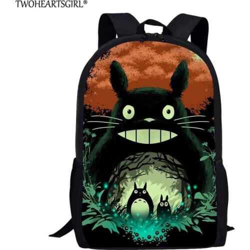 Twoheartsgirl Animal Totoro Children School Bags Print Kids Satchel Primary Elementary Bookbags Cartoon Boys Girls Schoolbag