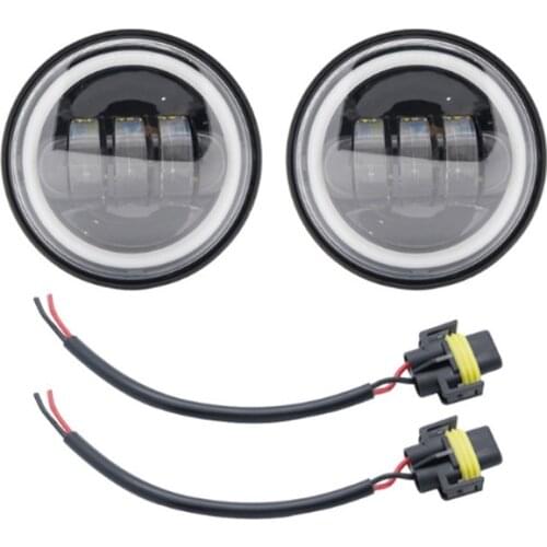 For Motorcycle 2pcs 4.5 inch Led Fog Light DRL Led Fog Halo Ring 30W Round Waterproof 4 1/2 Auxiliary Passing Lamp