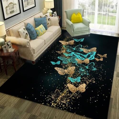 Home Entrance Doormat Flannal Non-slip Bathroom Rug Butterfly Print Kitchen Dining Room Bedside Area Rug Corridor Carpet Mat