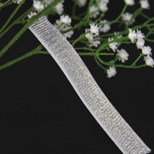 15mm White Silver Elastic Stretch Ribbon Tape Trim Applique Sewing Supplies Material Webbing for Costumes Strap Belt 40yd/T1107