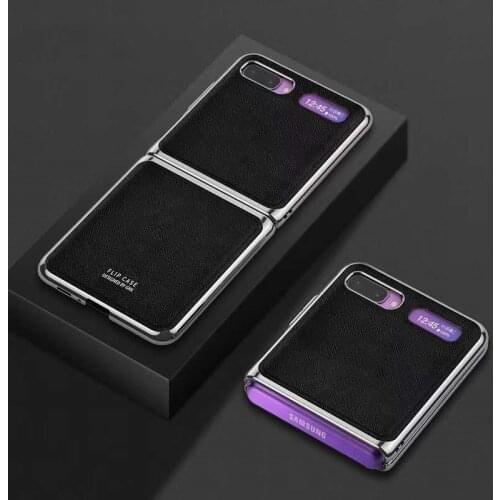 For Samsung Galaxy Z Flip 5G Case Plating Leather Luxury Hard Phone Cover for Samsung Galaxy Z Flip F7000 Fundas Capas Coques