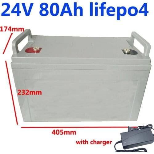 GTK Waterproof 24V 80AH lifepo4 lithium Battery BMS 8S for 2400W Solar Energy storage inverter scooter Sweeper EV +10A Charger