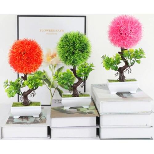 1pc Artificial Plant Plastic Bonsai Flower Office Potted Plant Tree Flower Ornament Garden Derk Home Living Decoration Dining