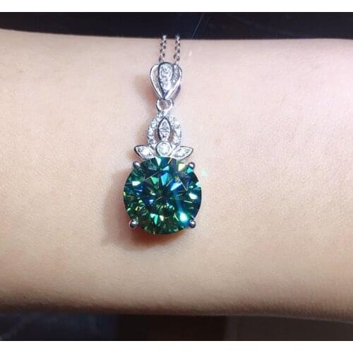 Fine Jewelry Luxury Blue Green Rainbow Cubic Zirconia Silvery Pendant Necklace For Women Wedding Engagement Valentines Day Gift