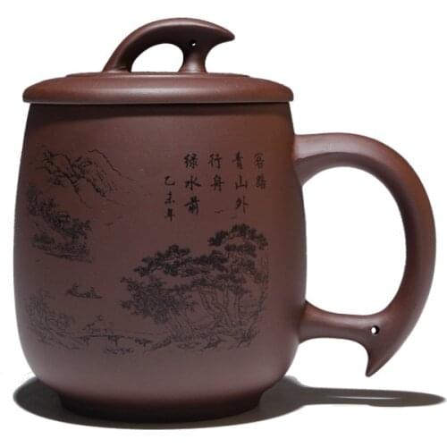 460ml Chinese Yixing Zisha Purple Clay Handmade ZiNi Daoba Tea Mug Tea Cup