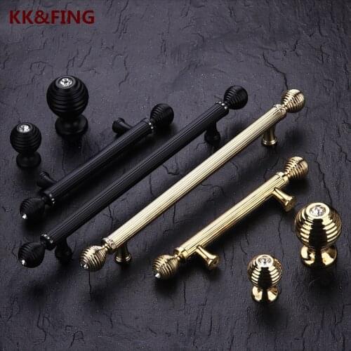 KK&FING Zinc Alloy Retro Handles European Style Cabinet Wardrobe Handles Drawer Door Knob Furniture Gold Cabinet Pulls