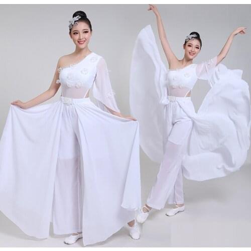Chinese style hanfu white classical dance costume female adult fan dance umbrella dance performance dance costume