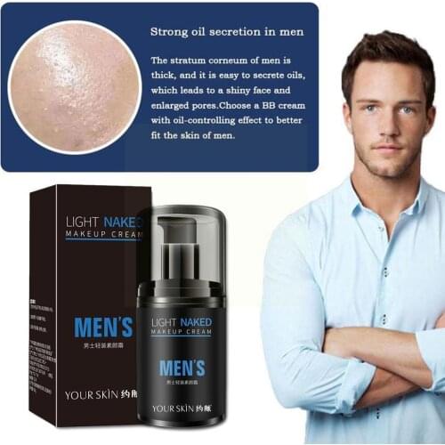50g BB cream For men Light Breathable Concealer cream Shrink Pores Skin Cream Whitening Control Men Care Oil face U3Q6