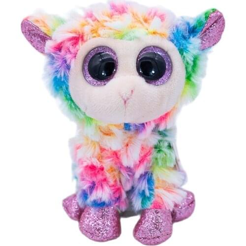 15CM NewTy Beanie Big Eyes Pea Animal Rainbow Color Sheep Soft Plush Stuffed Toy Doll Child Collection Birthday Christmas Gift