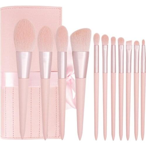 Pink Makeup Brushes Set 11PCS Professional Soft Fiber Hair Foundation Blush High Gloss Concealer Eyeshadow Blush Lip Makeup Tool