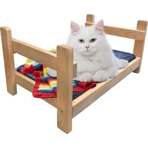 Natural Wooden Cat Bed Handmade Pet Product House Sleep Comfortable Basket Portable Accessories Mascota Gato Animaux Chat Lit