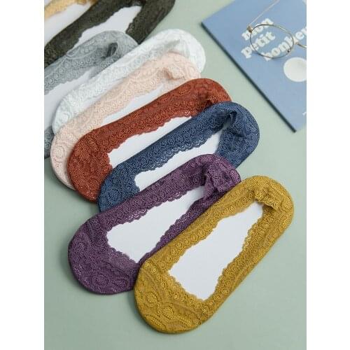 Lovely Summer High Heel Socks Silicone Non-slip Invisible Lace Comfortable Footies Women Happy Socks Wholesale 10pairs=20pcs