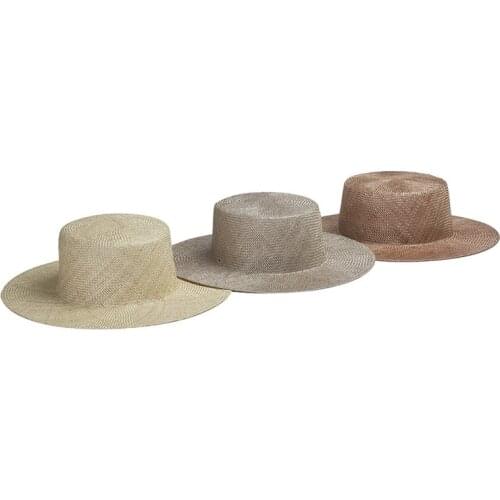202107-hh5153 new many color summer Handmade sisal grass solid fedoras cap men women panama jazz hat