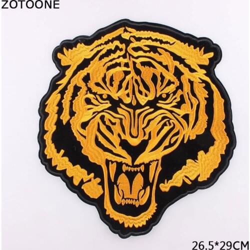 ZOTOONE Large New Gold Tiger Embroidered Patch Iron on Patches for Clothing Motor Jacket Fashion T-shirt Stickers for Clothes D