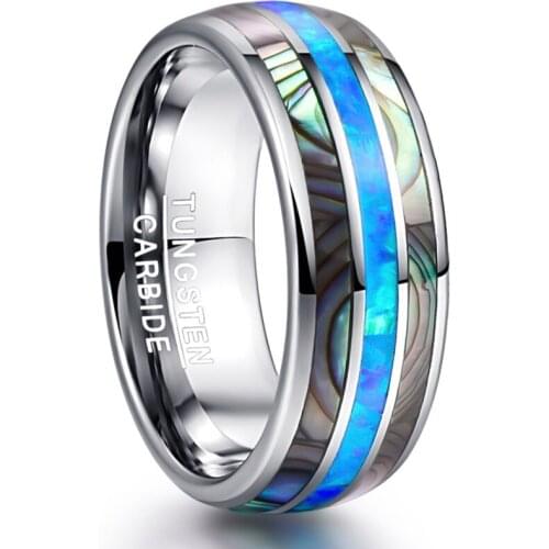 New arrival stainless steel Round Rings for wmen men Blue Opal Rings Fashion Jewelry Ring