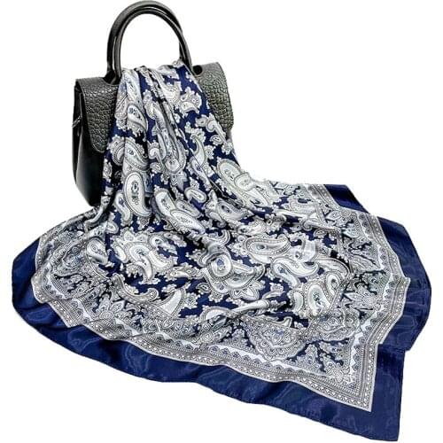 New 90*90cm Women Scarf Polyester Silk Multifunction Small Square Pailsey Hajibs