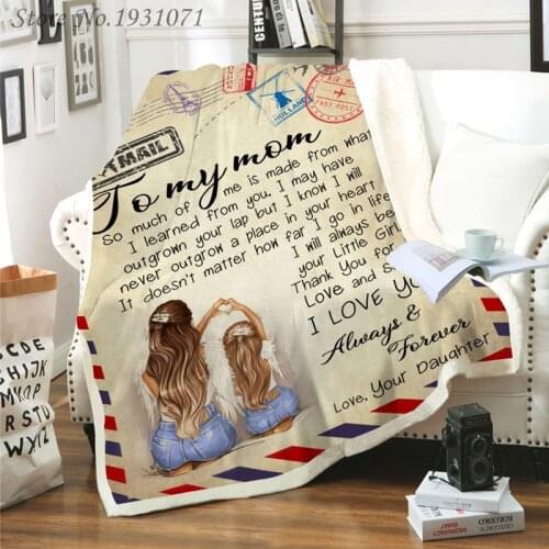 Letter Letters To My Mom Express Love Blanket 3D Print Sherpa Blanket on Bed Home Textiles Dreamlike Style Gift 14