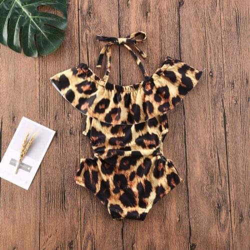 Newborn Baby Girl Clothes Swimsuit Swimwear Beach Bikini Bathing Suit Outfits Leopard print one-piece swimsuit